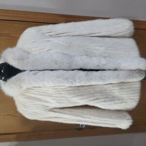 Vintage mink corded coat zinman furs tourmaline cream fox collar euc